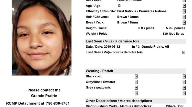 Update Missing 13 Year Old Grande Prairie Girl Found Safe My Grande Prairie Now 0217