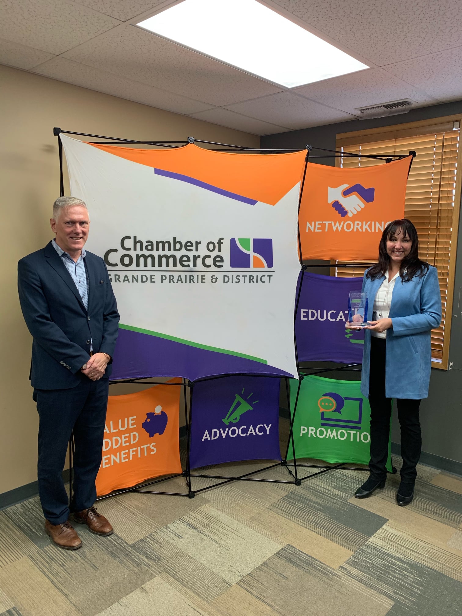 Wendy Bosch receives the Business Citizen of the Year (2020) award from the Grande Prairie & District Chamber of Commerce (Facebook)