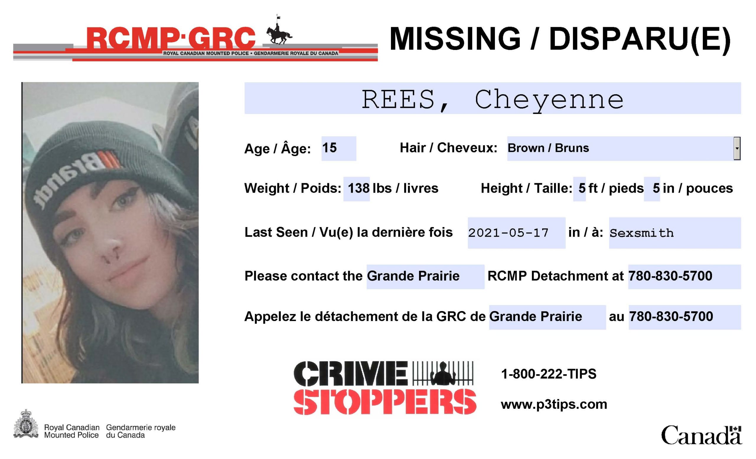 Update 15 Year Old Girl Found Safe My Grande Prairie Now 6127