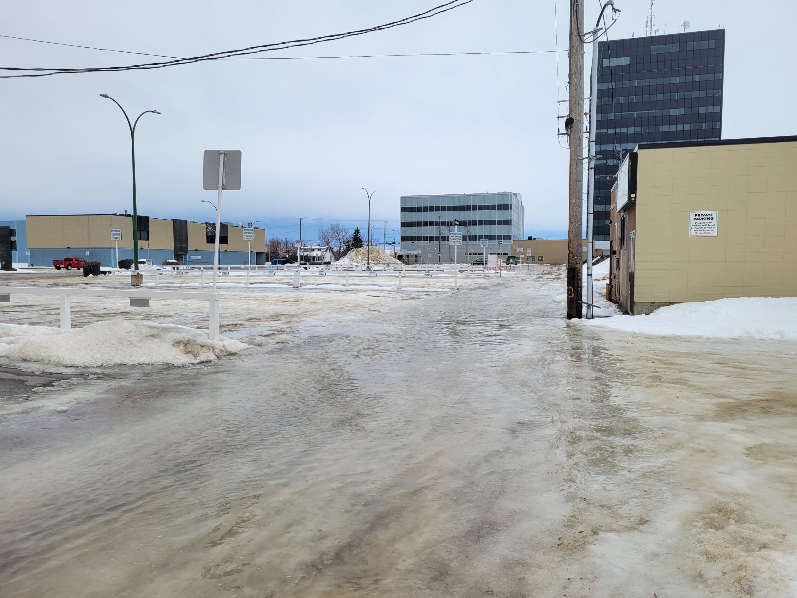 A Grande Prairie street during a snow melt in 2022 (Erica Fisher, MyGrandePrairieNow.com staff)