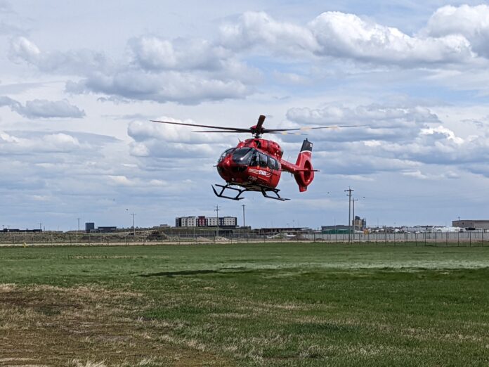 H145 helicopter at STARS Grande Prairie base (May 25, 2022)