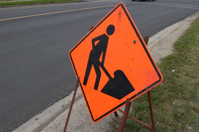 A construction sign set up in Grande Prairie. (MyGrandePrairieNow.com staff)