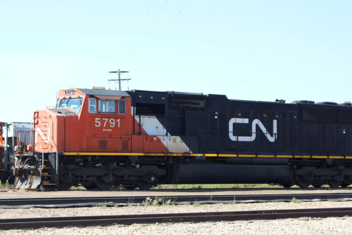 A CN locomotive in Grande Prairie (Ethan Montague, MyGPNow staff)