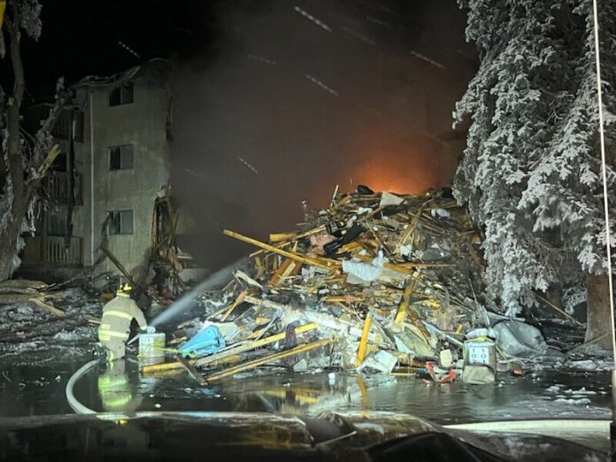 Peace River Fire Department personnel respond to apartment fire on November 28th (Supplied, Peace Regional RCMP)