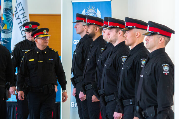 GPPS Chief Dwayne Lakusta looks on the GPPS' first recruit class (Supplied, GPPS)